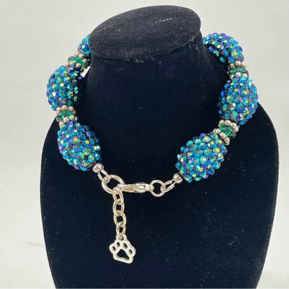 Swarovski Crystals Dk Blue Aurora Borealis Cluster Bracelet